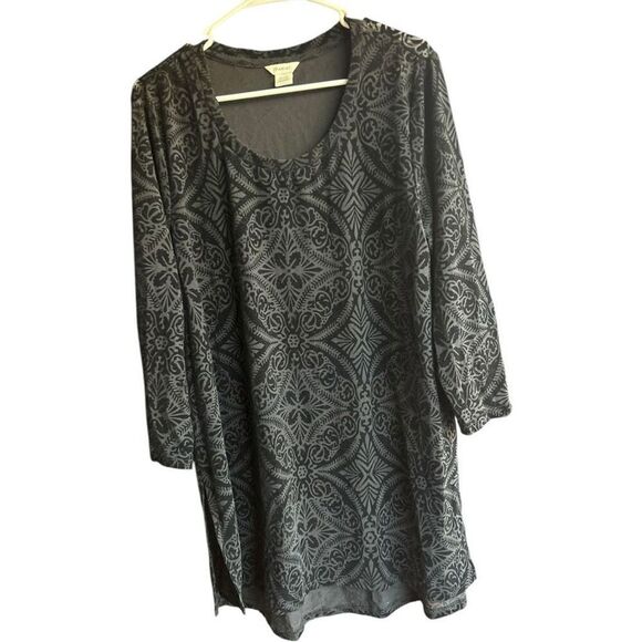 Ariat Black Black Burnout Velvet Tunic Top Size XL Western Witchy Goth - Picture 1 of 8